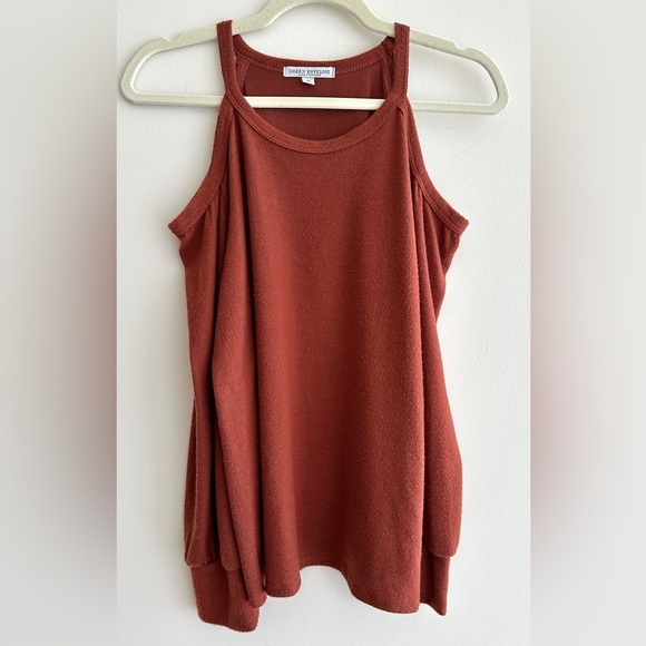 Green Envelope Terracotta/Sienna Orange Cold Shoulder Soft Blouse, Medium - Picture 1 of 14